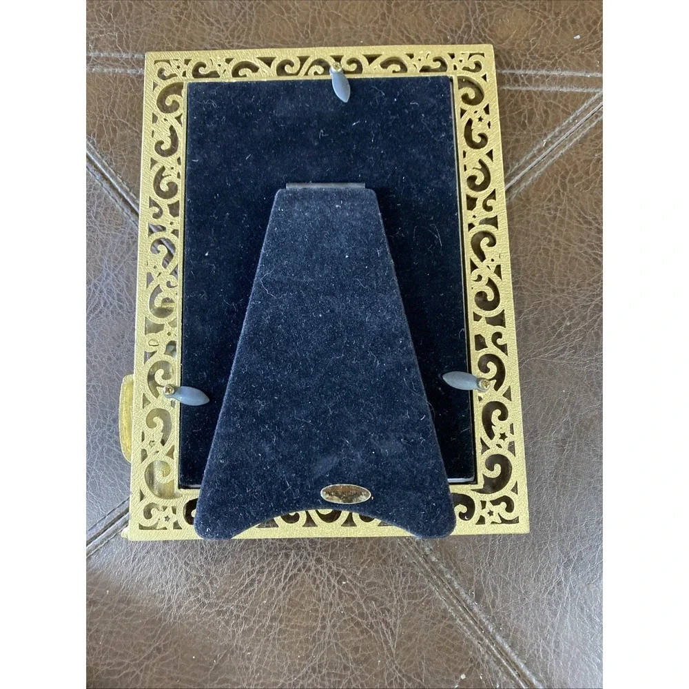 Vintage Christmas Nutcracker Photo Frame 4x6 Ornate Gold Scrollwork Table Decor‎